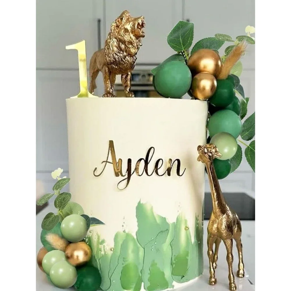 Bach And Boozy Gold Safari Jungle Animals Cake Decorations NWT